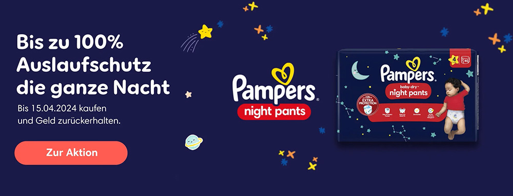 Cashback Aktion für Pampers Night Pants