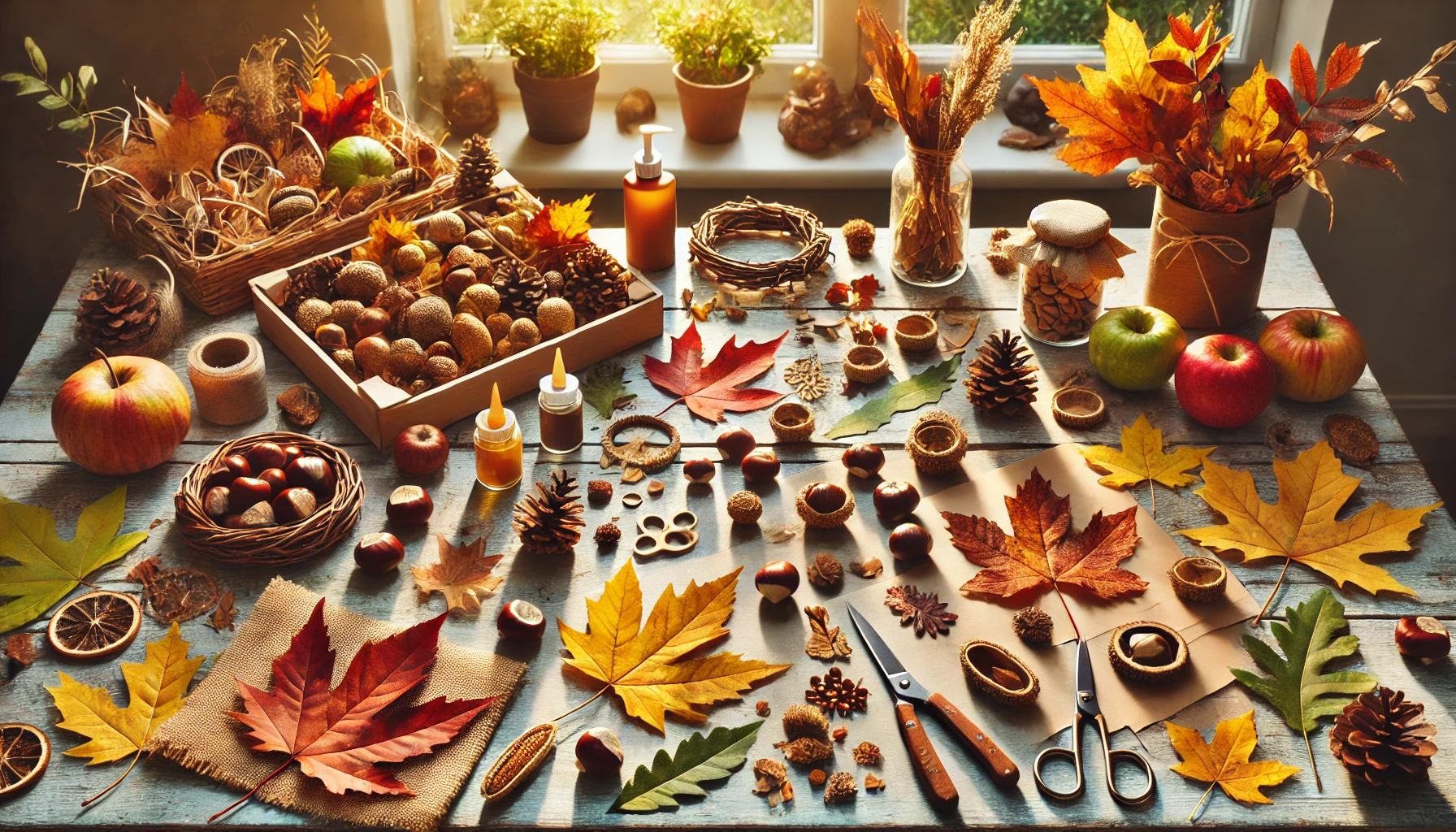 Herbstliche Bastelideen für Kinder: DIY-Herbstdekoration mit Blättern, Kastanien und Eicheln