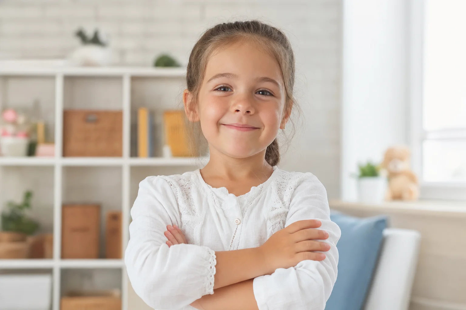 Kind lächelt mutig und selbstbewusst