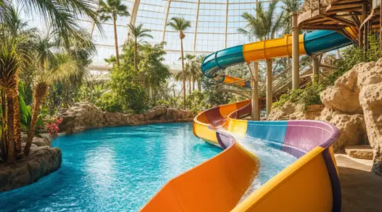 Wasserrutsche in einem subtropischen Badeparadies