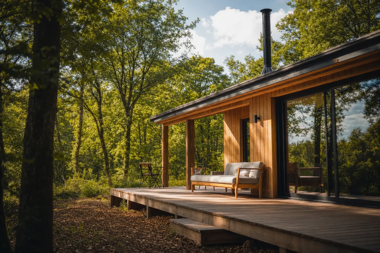 Modernes Ferienhaus im französischen Wald