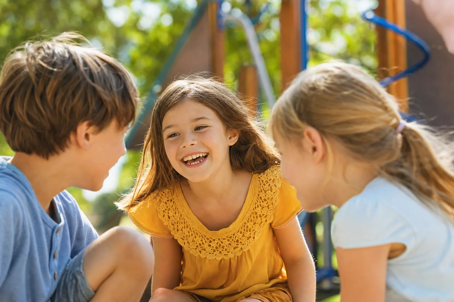 Kind spielt vergnügt mit anderen Kindern