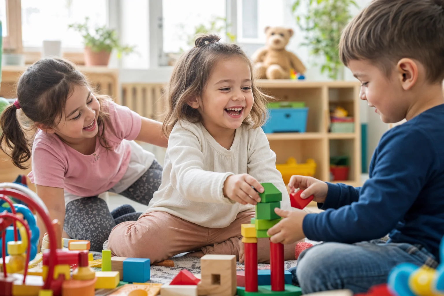 Kind spielt kurz darauf fröhlich mit anderen Kindern