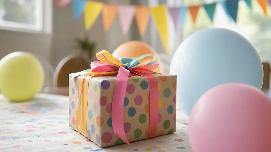 Verpacktes Geschenk zum Kindergeburtstag
