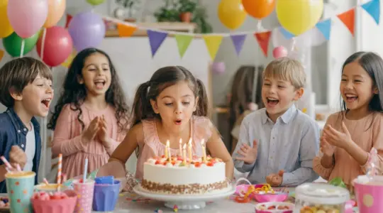 Fröhliche Kindergeburtstags-Szene