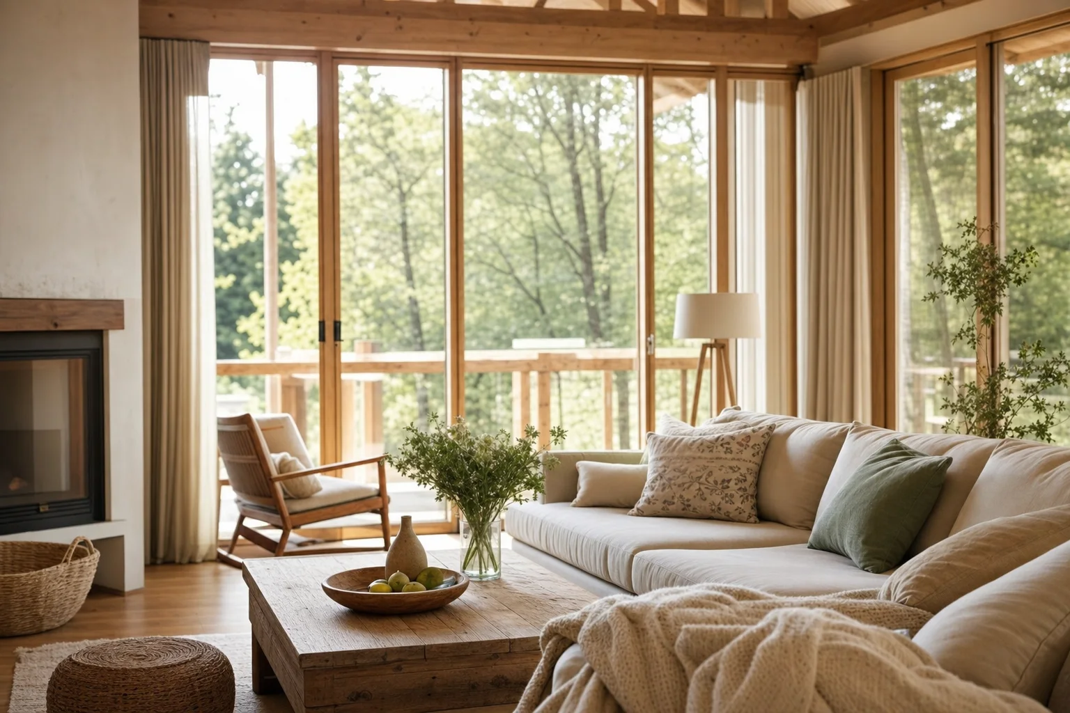 Helles Wohnzimmer eines Ferienhauses