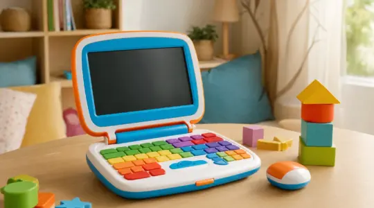 Bunter Lerncomputer für Kinder auf einem Tisch