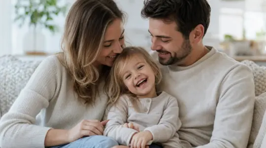 Glückliche Familie verbringt herzlich gemeinsam Zeit