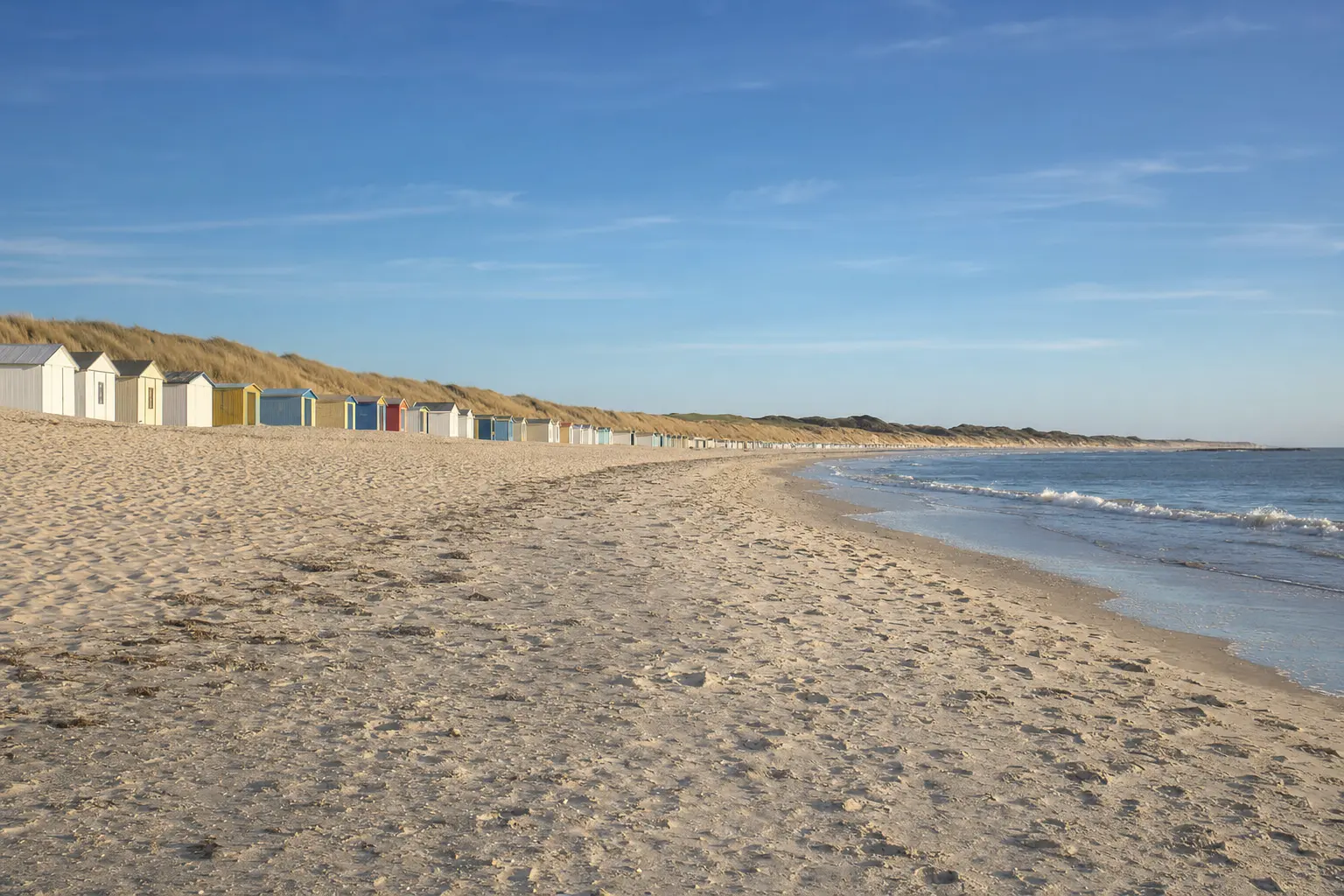 Sandstrand mit Strandhäuschen in Zeeland