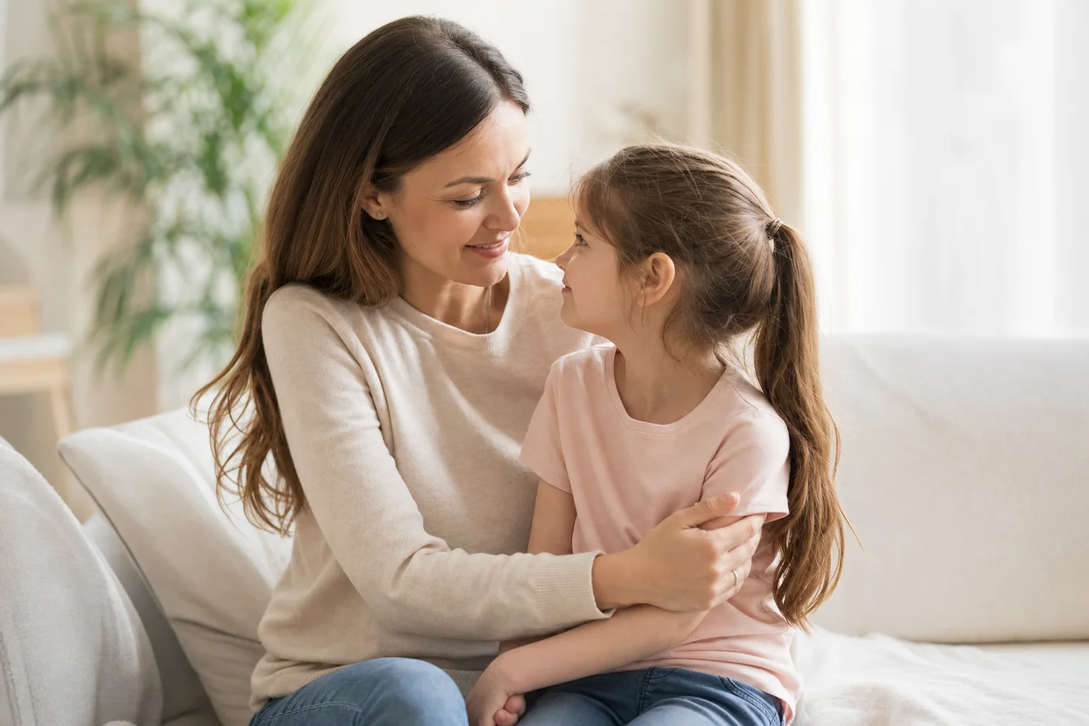 Mutter und Kind liebevoll und vertrauensvoll zugewandt