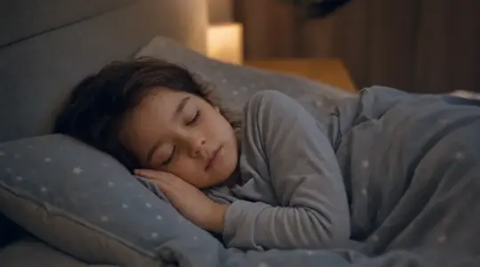 Kind schläft friedlich und geborgen im sicheren Bett
