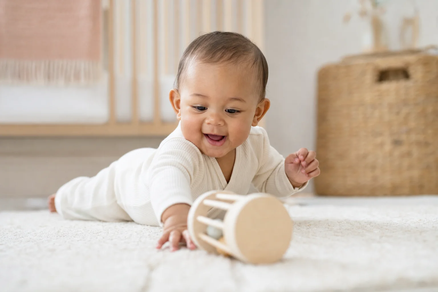 Baby übt vergnügt eine neue Fähigkeit